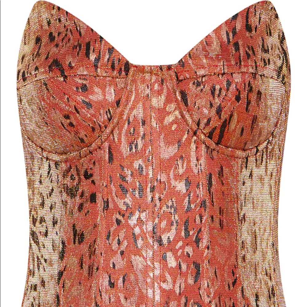 Orange Pattern Zip- UpCorset Top by PLT